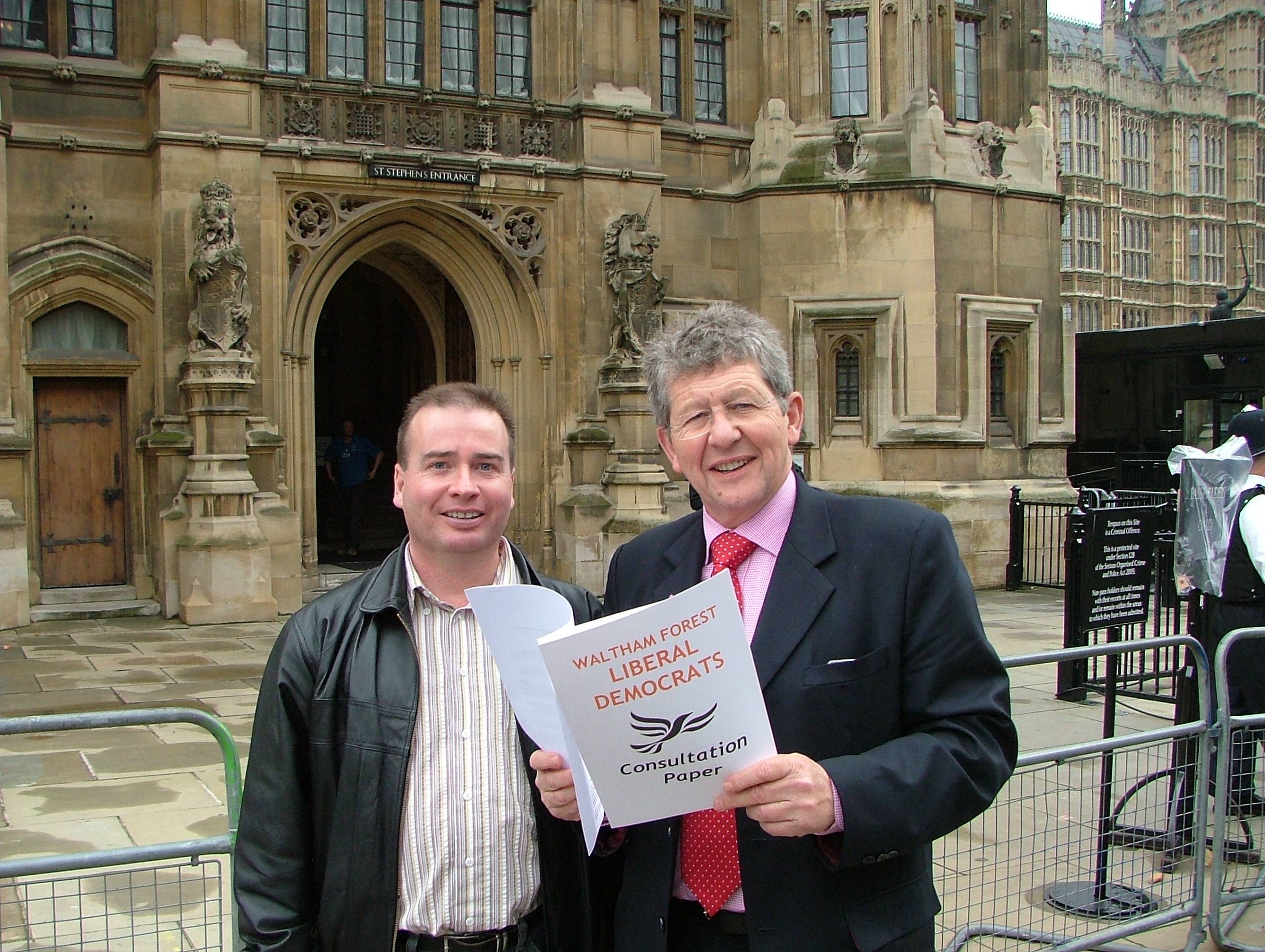 Cllr James O'Rourke launches the Waltham Forest resident consultation at parliament with Don Foster MP