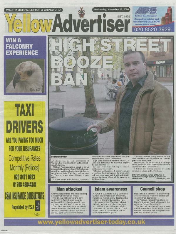 Cllr O'Rourke backs the ban in this week's Yellow Advertiser