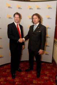 Lib Dem leader Nick Clegg with local party leader John Macklin